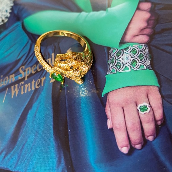 AUTH gold plated and zirconia luxury panthère ring STUNNING - Picture 7 of 14